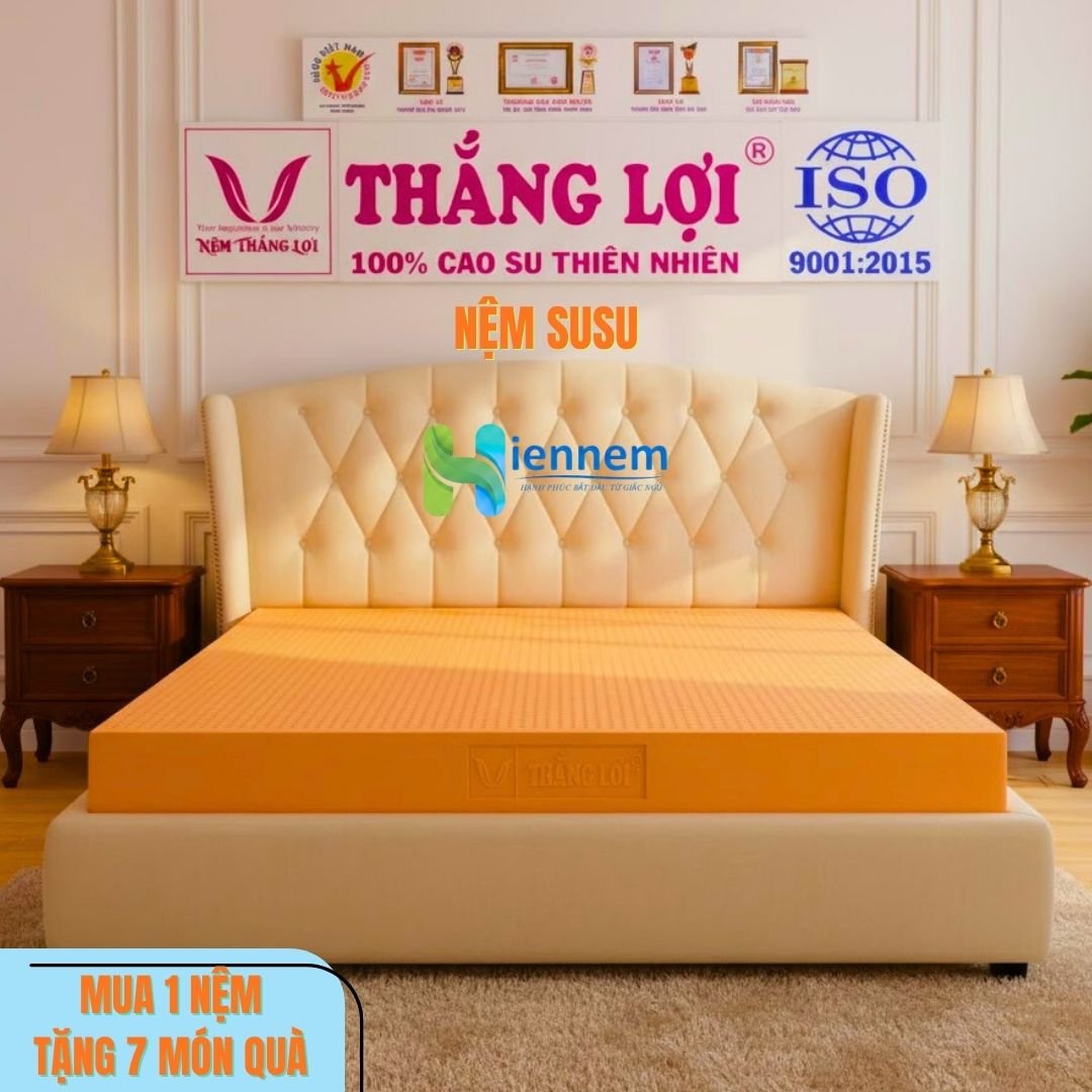 Nệm Thắng Lợi SUSU-ORIGINAL 1m8x2mx10cm Sản Xuất từ 100% Cao Su Thiên Nhiên