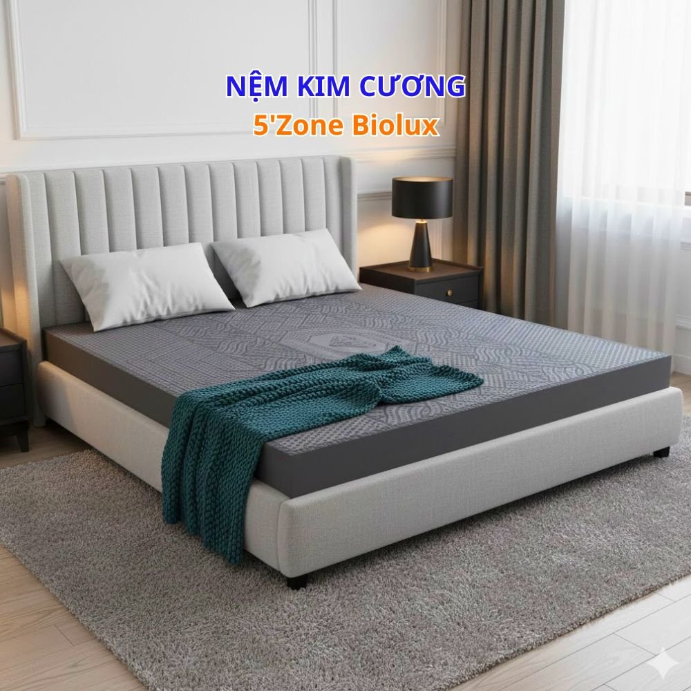 Nệm cao su Kim Cương than hoạt tính 5Zone Biolux